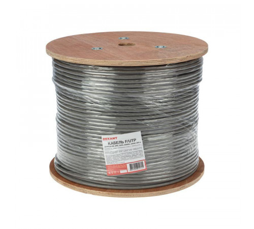 Кабель витая пара F/UTP кат.6 4х2х0.57 23AWG ZH нг(А)-HF solid CU сер. (305м) Rexant 01-0167