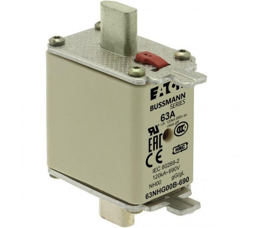 Предохранитель NH 63A 690В gG 00 двойная индикация EATON 63NHG00B-690