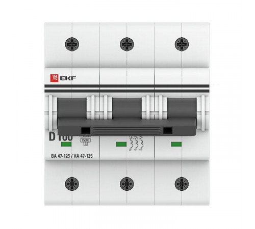 Выключатель автоматический модульный 3п C 100А 15кА ВА 47-125 PROxima EKF mcb47125-3-100C