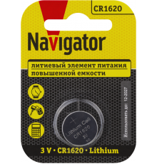 Элемент питания литиевый CR1620 93 827 NBT-CR1620-BP1 (блист.1шт) NAVIGATOR 93827