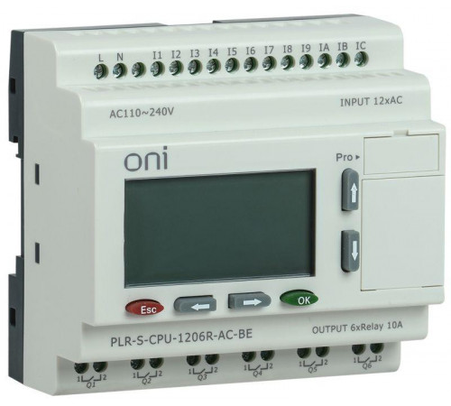 Реле логическое PLR-S. CPU1206(R) 220В AC с экраном ONI PLR-S-CPU-1206R-AC-BE