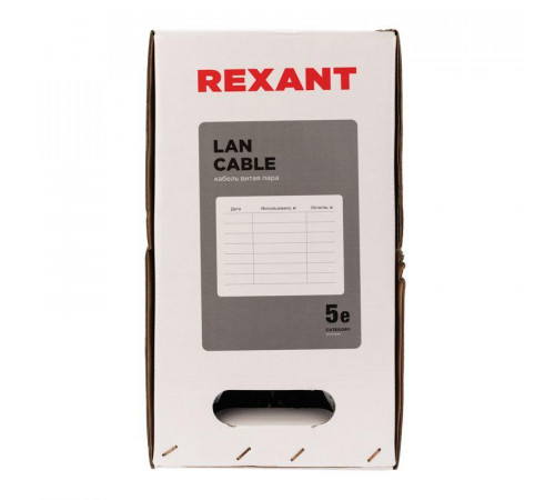 Кабель витая пара U/UTP кат.5E 4х2х24AWG solid CU PE Outdoor черн. (м) Rexant 01-0045