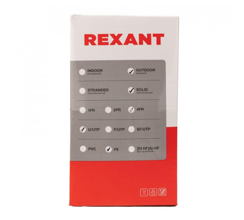 Кабель витая пара U/UTP кат.5E 4х2х24AWG solid CU PE Outdoor черн. (м) Rexant 01-0045