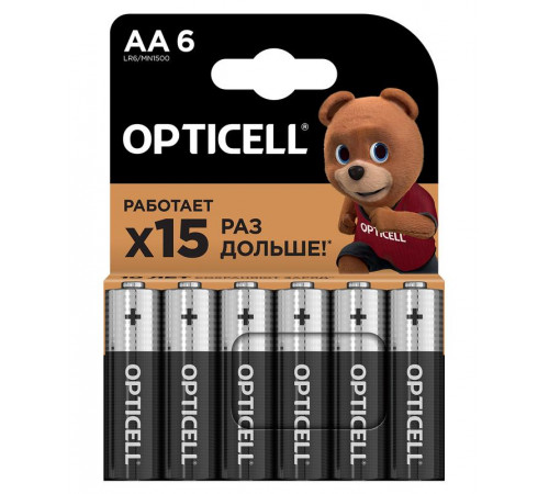 Элемент питания алкалиновый AA/LR6 (блист. 6шт) Basic Opticell 5051006