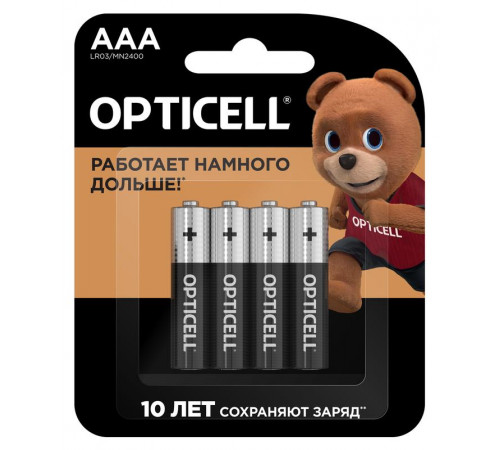 Элемент питания алкалиновый AAA/LR03 (блист. 4шт) Basic Opticell 5051002