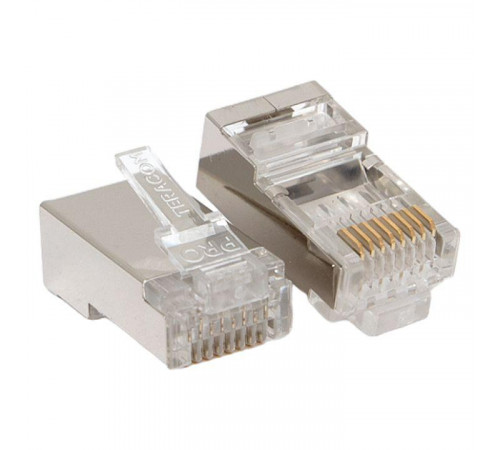 Коннектор RJ45 (8P8C) кат.6 экранир. 30мкд (уп.20шт) TERACOM PRO EKF TRP-PLUG-6FTP-20