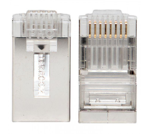 Коннектор RJ45 (8P8C) кат.6 экранир. 30мкд (уп.20шт) TERACOM PRO EKF TRP-PLUG-6FTP-20