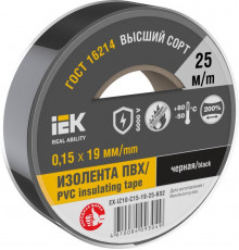 Изолента 0.15х19мм (рул.25м) черн. IEK EX-IZ10-C15-19-25-K02