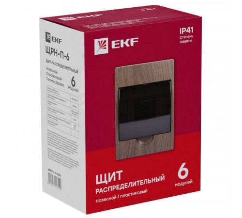 Щит ЩРН-П-6 IP41 темное дерево PROxima EKF pb40-n-6-dark