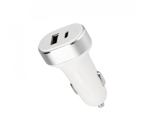 Автозарядка в прикуриватель АЗУ USB-A+USB-C 3.1А бел. Rexant 18-2227