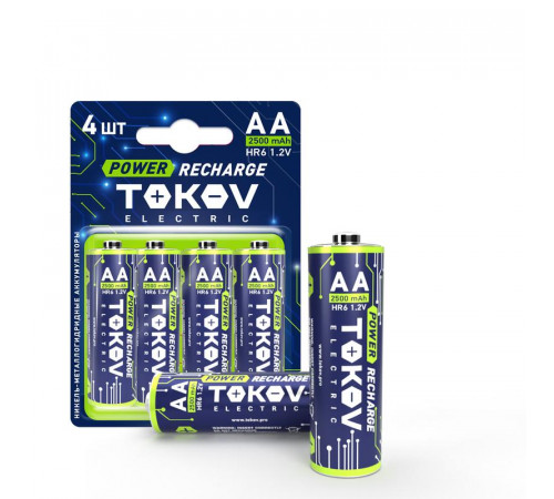 Аккумулятор AA/HR6 2500мА.ч (блист.4шт) TOKOV ELECTRIC TKE-NMA-HR6/B4