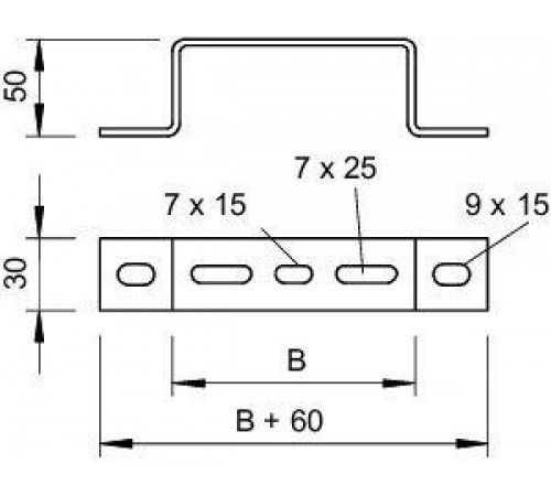 Скоба для крепления лотка к полу/к стене осн.200 гор. оцинк. DBL 50 200 FT OBO 6015581