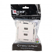 Розетка USB 2-м Стокгольм 2.1А механизм бел. PROxima EKF EYR16-028-10-2USB