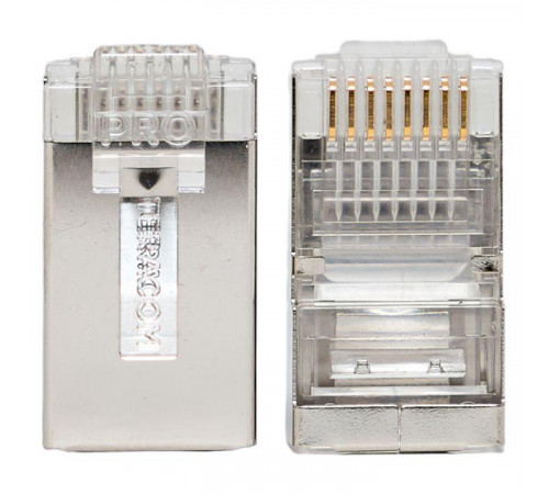 Коннектор RJ45 (8P8C) кат.5E экранир. 30мкд универс. (уп.20шт) TERACOM PRO EKF TRP-PLUG-5EFTP-20