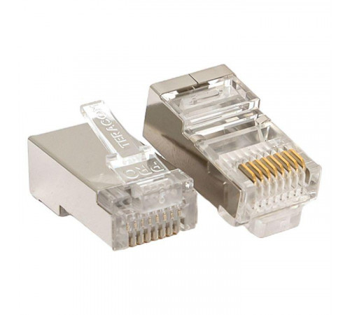 Коннектор RJ45 (8P8C) кат.5E экранир. 30мкд универс. (уп.20шт) TERACOM PRO EKF TRP-PLUG-5EFTP-20