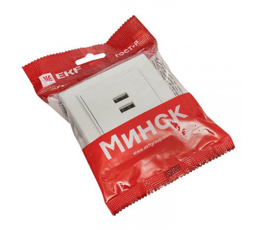 Розетка USB 2-м СП Минск 2.1А бел. EKF ERR-2USB-100