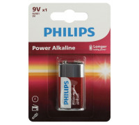 Элемент питания алкалиновый "крона" 6LR61 9В Power (блист. 1шт) Philips Б0062717