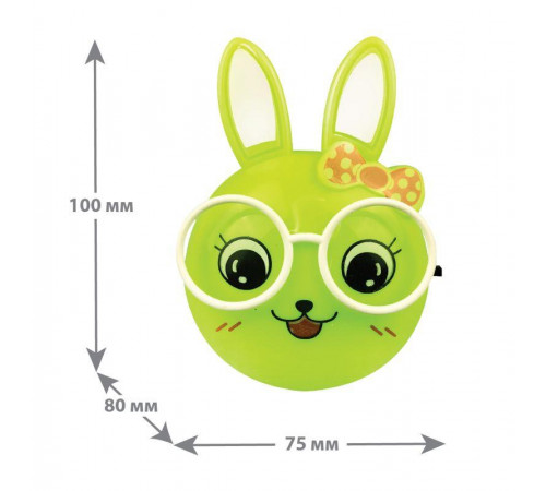 Светильник светодиодный NL-241 "Зайцы очкарики" 220В ночник с выкл. зел. Camelion 13816