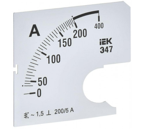 Шкала сменная для амперметра Э47 200/5А-1.5 72х72мм IEK IPA10D-SC-0200
