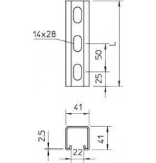 Рейка монтажная 300х41х41 MS 41 L 300 FT OBO 1122517