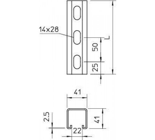 Рейка монтажная 300х41х41 MS 41 L 300 FT OBO 1122517