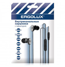 Наушники вакумные с микрофоном проводные ELX-WHP02P-C02 ПРОМО 3.5мм 1.2м пакет черн. Ergolux 15280