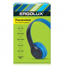 Наушники накладные с микрофоном беспроводные ELX-BTHP01-C06 FM MP3 коробка син. ERGOLUX 15357