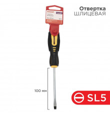 Отвертка шлицевая SL 5х100мм двухкомпонентная рукоятка Rexant 12-4722