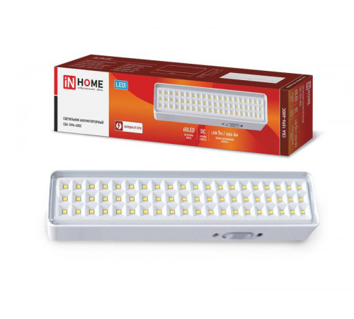 Светильник светодиодный СБА 1096-60DC 60LED 1.5А.ч lithium battery DC аварийный IN HOME 4690612029481