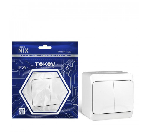 Выключатель 2-кл. ОП Nix 10А IP54 250В бел. TOKOV ELECTRIC TKE-NX-V2-C01-IP54