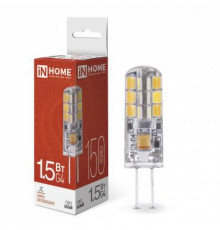 Лампа светодиодная LED-JC 1.5Вт капсульная прозрачная 4000К нейтр. бел. G4 150лм 12В IN HOME 4690612035963