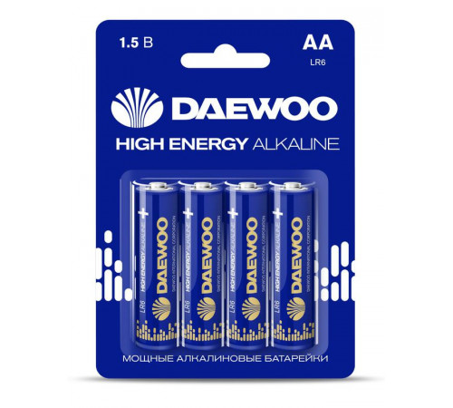 Элемент питания алкалиновый AA/LR6 1.5В High Energy Alkaline 2021 BL-4 (уп.4шт) DAEWOO 5030329