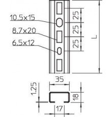 Рейка профильная 35х18 L2000 1268 L 2M FS (дл.2м) OBO 1104500