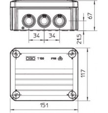 Коробка распределительная 150х116х67мм IP66 T100 10хM25 свет. сер. OBO 2007077
