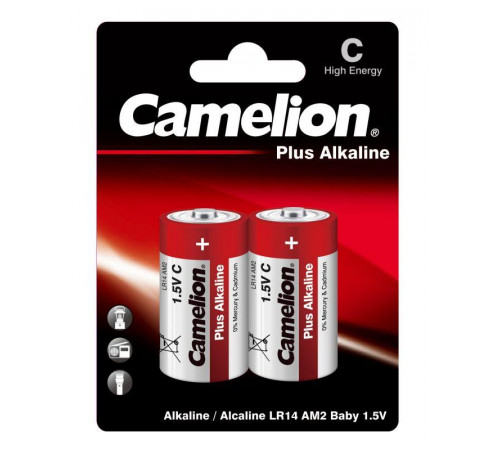 Элемент питания алкалиновый C/LR14 1.5В Plus Alkaline LR14-BP2 BL-2 (блист.2шт) Camelion 1653