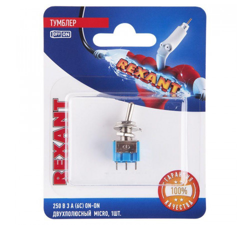 Тумблер 250В 3А (6c) ON-ON 2п Micro (MTS-202) блист. Rexant 06-0323-A