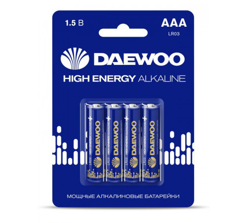 Элемент питания алкалиновый AAA/LR03 1.5В High Energy Alkaline 2021 BL-4 (уп.4шт) DAEWOO 5030381