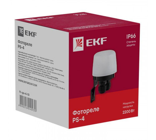 Фотореле PS-4 10А 2200Вт IP66 PROxima EKF fr-ps-4-10