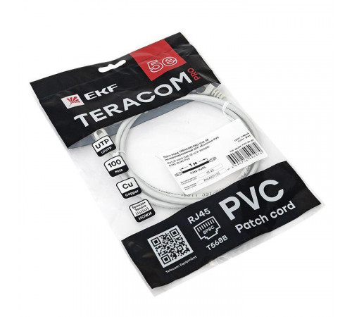 Патч-корд кат.5E UTP неэкранир. PVC сер. 1.0м TERACOM PRO EKF TRP-5EUTP-PVC-1M-GY