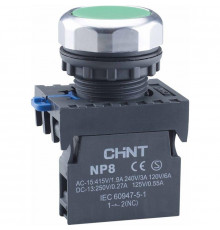 Кнопка управления NP8-10BND/3 1НО зел. AC 110В-220В(LED) IP65 (R) CHINT 667251