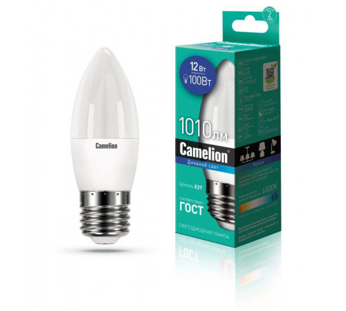 Лампа светодиодная LED12-C35/865/E27 12Вт 220В Camelion 13692