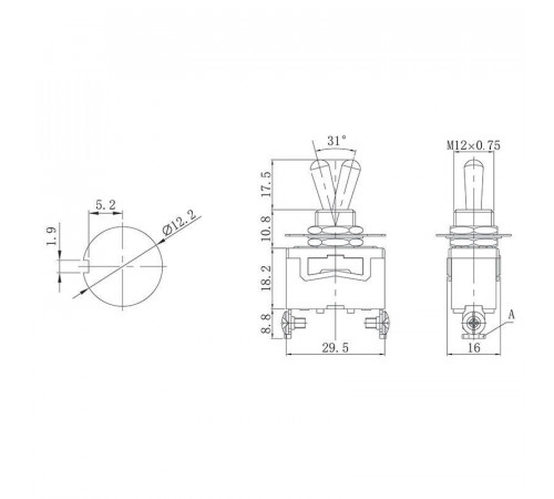 Тумблер 250В 15А (2c) ON-OFF 1п (KN-101) (инд. упак.) Rexant 36-4110-1