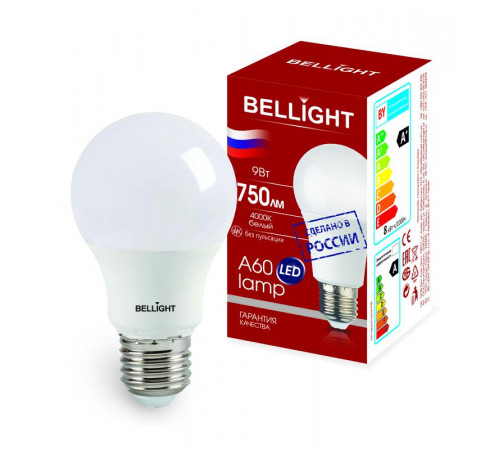 Лампа светодиодная LED A60 220В 9Вт E27 750лм 4000К BELLIGHT 88297786