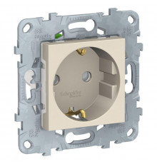 Розетка 1-м СП 2мод. Unica New 16А IP21 250В с заземл. защ. шторки быстрозажим. клеммы механизм беж. SchE NU505744