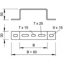 Скоба для крепления лотка к полу/к стене осн.200 DBL 50 200 FS OBO 6015522