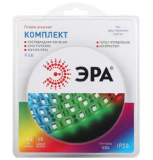 Комплект светодиодной ленты 5050kit-14.4-60-12-IP20-RGB разноцвет. 12В (в комплекте: LED лента на двустороннем скотче; источник питания; контроллер; пульт управления; коннекторы) (уп.5м) Эра Б0043067