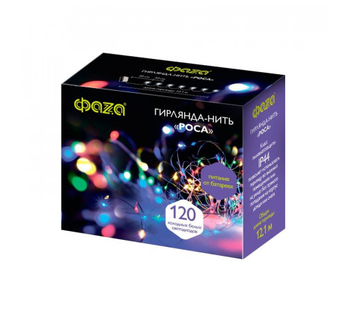 Гирлянда DC-G03-120M 120microLED RGB 12.1м 8реж. 3xAA (не в компл.) ФАZА 5047815