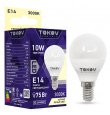 Лампа светодиодная 10Вт G45 3000К Е14 176-264В TOKOV ELECTRIC TKE-G45-E14-10-3K