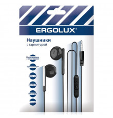 Наушники вакумные с микрофоном проводные ELX-WHP01P-C02 ПРОМО 3.5мм 1.2м пакет черн. Ergolux 15278