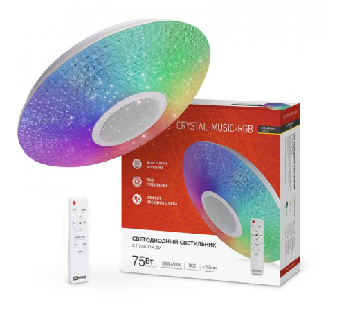 Светильник светодиодный COMFORT CRYSTAL-MUSIC-RGB 75Вт 230В 3000-6500К 6000лм 505х125мм с пультом ДУ IN HOME 4690612044569